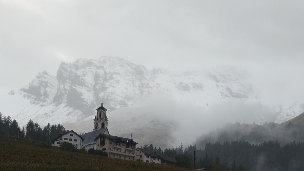 A photograph of a snow-capped mountain