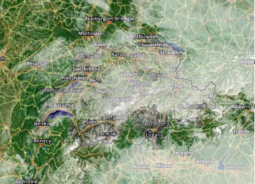Current cloud map over Switzerland