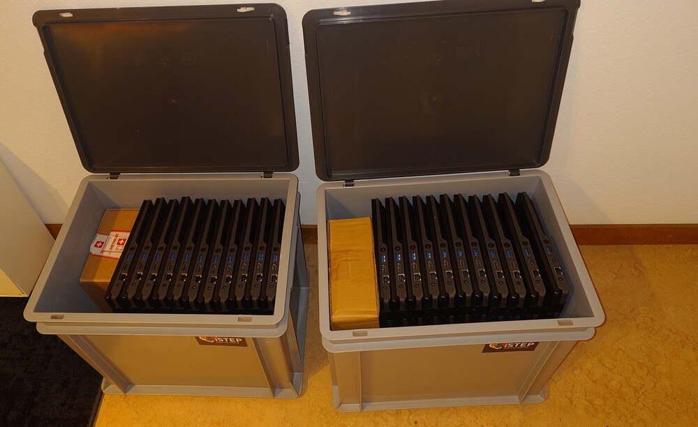 Two boxes with notebooks